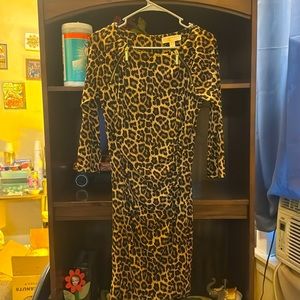NWOT Michael Kors Leopard Bodycon Zip Dress